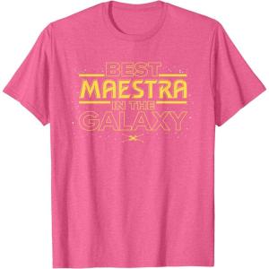 imageStar Wars Best Maestra in the Galaxy Teacher Gift Spanish TShirtPink Heather