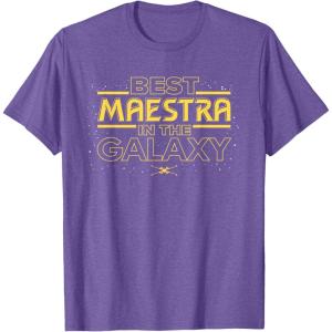 imageStar Wars Best Maestra in the Galaxy Teacher Gift Spanish TShirtPurple Heather