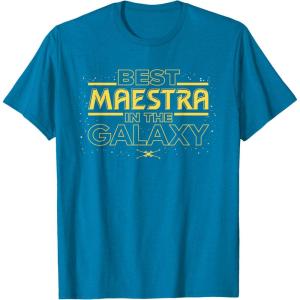 imageStar Wars Best Maestra in the Galaxy Teacher Gift Spanish TShirtSapphire Blue