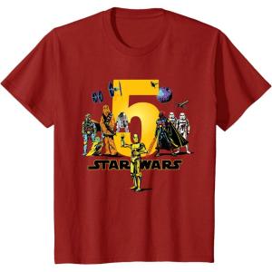 imageStar Wars Classic Characters Fifth Birthday 5 Years Old TShirtCranberry Red