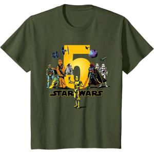 imageStar Wars Classic Characters Fifth Birthday 5 Years Old TShirtOlive Green