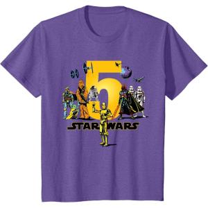 imageStar Wars Classic Characters Fifth Birthday 5 Years Old TShirtPurple Heather