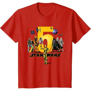imageStar Wars Classic Characters Fifth Birthday 5 Years Old TShirtRed