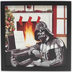 imageDisney Star Wars Darth Vader Cozy by the Fire Framed Wood Wall Decor  Darth Vader Christmas Decoration for HomeBlackRed