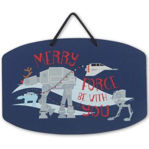 imageDisney Star Wars Merry Force Be With You Hanging Metal Sign  Fun Star Wars Christmas Decoration for HomeBlue
