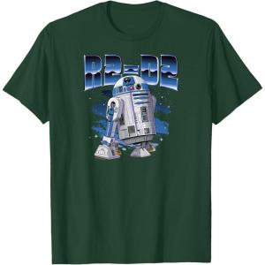 imageStar Wars  R2D2 Chrome Logo Style TShirtDark Green