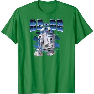 imageStar Wars  R2D2 Chrome Logo Style TShirtKelly Green