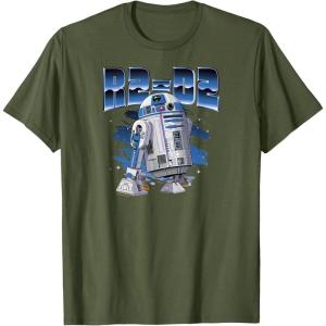 imageStar Wars  R2D2 Chrome Logo Style TShirtOlive Green