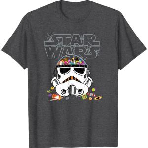 imageStar Wars Halloween Stormtrooper Candy Bucket Helmet TShirtDark Heather Grey
