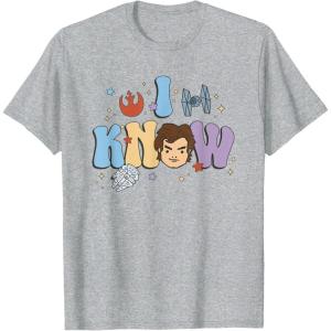 imageStar Wars I Know Han Solo Cartoon Icons Retro Logo TShirtHeather Grey