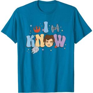 imageStar Wars I Know Han Solo Cartoon Icons Retro Logo TShirtSapphire Blue