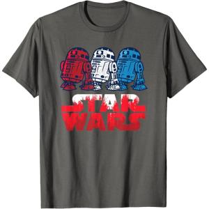 imageStar Wars R2D2 Droid  Logo in Red White ampamp Blue USA America TShirtAsphalt Grey