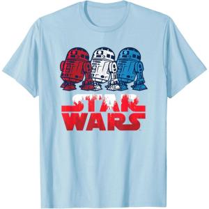 imageStar Wars R2D2 Droid  Logo in Red White ampamp Blue USA America TShirtBaby Blue