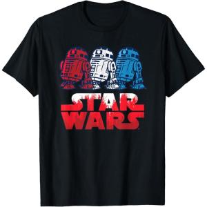 imageStar Wars R2D2 Droid  Logo in Red White ampamp Blue USA America TShirtBlack