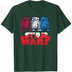 imageStar Wars R2D2 Droid  Logo in Red White ampamp Blue USA America TShirtDark Green