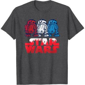 imageStar Wars R2D2 Droid  Logo in Red White ampamp Blue USA America TShirtDark Heather Grey