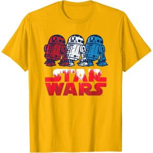 imageStar Wars R2D2 Droid  Logo in Red White ampamp Blue USA America TShirtGolden Yellow
