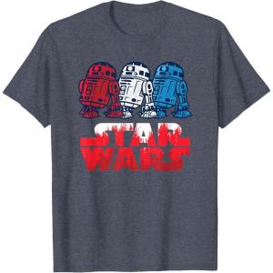 imageStar Wars R2D2 Droid  Logo in Red White ampamp Blue USA America TShirtHeather Blue