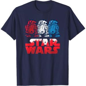imageStar Wars R2D2 Droid  Logo in Red White ampamp Blue USA America TShirtNavy Blue