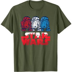 imageStar Wars R2D2 Droid  Logo in Red White ampamp Blue USA America TShirtOlive Green