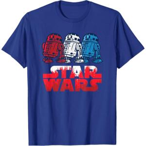 imageStar Wars R2D2 Droid  Logo in Red White ampamp Blue USA America TShirtRoyal Blue