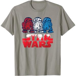 imageStar Wars R2D2 Droid  Logo in Red White ampamp Blue USA America TShirtSlate Grey