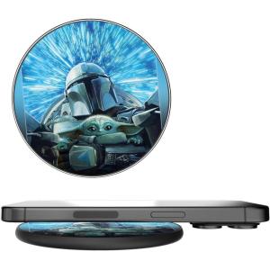 imageStar Wars The Mandalorian Grogu and Din Djarin Portrait 15Watt Wireless ChargerGrogu and Din Djarin
