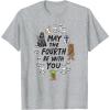 imageAmazon Essentials Boys May the Fourth Be With You Doodle Characters TShirt White SmallHeather Grey