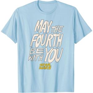 imageAmazon Essentials Mens May the Fourth Be With You HandDrawn Letters TShirt Black SmallBaby Blue