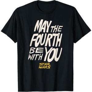 imageAmazon Essentials Mens May the Fourth Be With You HandDrawn Letters TShirt Black SmallBlack