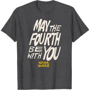 imageAmazon Essentials Mens May the Fourth Be With You HandDrawn Letters TShirt Black SmallDark Heather Grey