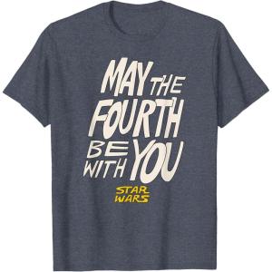 imageAmazon Essentials Mens May the Fourth Be With You HandDrawn Letters TShirt Black SmallHeather Blue