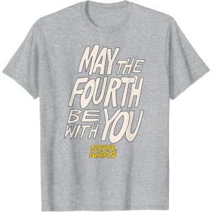 imageAmazon Essentials Mens May the Fourth Be With You HandDrawn Letters TShirt Black SmallHeather Grey