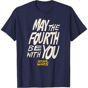 imageAmazon Essentials Mens May the Fourth Be With You HandDrawn Letters TShirt Black SmallNavy Blue