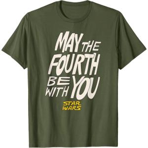 imageAmazon Essentials Mens May the Fourth Be With You HandDrawn Letters TShirt Black SmallOlive Green