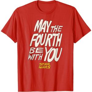 imageAmazon Essentials Mens May the Fourth Be With You HandDrawn Letters TShirt Black SmallRed