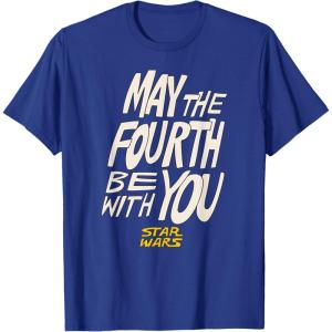 imageAmazon Essentials Mens May the Fourth Be With You HandDrawn Letters TShirt Black SmallRoyal Blue