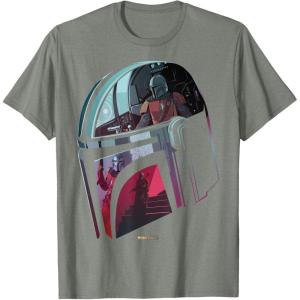 imageStar Wars The Mandalorian Helmet Scene Fill TShirtOlive Heather