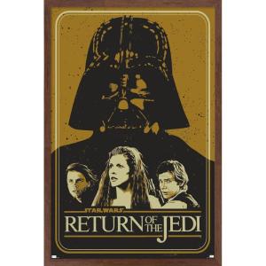 imageTrends International Star Wars Return of the Jedi  Gold Illustration Wall Poster 34L x 224W Premium Unframed VersionMahogany Framed Version