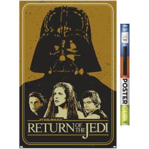 imageTrends International Star Wars Return of the Jedi  Gold Illustration Wall Poster 34L x 224W Premium Unframed VersionPremium Poster  Clip Bundle