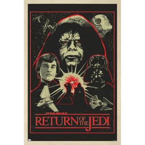 imageTrends International Star Wars Return of the Jedi  Red Outline Illustration Wall Poster 34L x 224W Premium Unframed VersionBlonde Framed Version