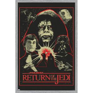 imageTrends International Star Wars Return of the Jedi  Red Outline Illustration Wall Poster 34L x 224W Premium Unframed VersionGray Framed Version