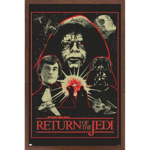 imageTrends International Star Wars Return of the Jedi  Red Outline Illustration Wall Poster 34L x 224W Premium Unframed VersionMahogany Framed Version