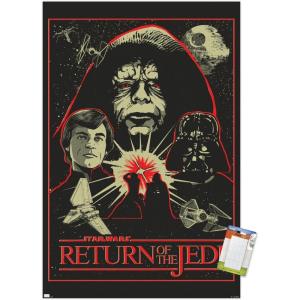 imageTrends International Star Wars Return of the Jedi  Red Outline Illustration Wall Poster 34L x 224W Premium Unframed VersionPremium Poster  Mount Bundle
