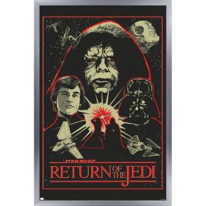 imageTrends International Star Wars Return of the Jedi  Red Outline Illustration Wall Poster 34L x 224W Premium Unframed VersionSilver Framed Version