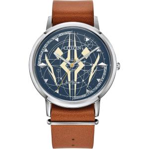 imageCitizen Mens EcoDrive Ahsoka Tano Star Wars Watch Stainless Steel Case DiamondShaped Markers Brown Leather Strap Model BJ650802W