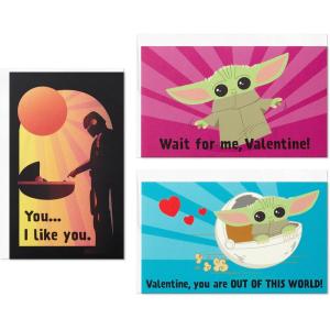 imageHallmark Baby Yoda Mini Valentines Day Cards and Stickers for Kids School 18 Classroom Valentines with Envelopes May the 4thBaby Yoda Folded Mini Valentines