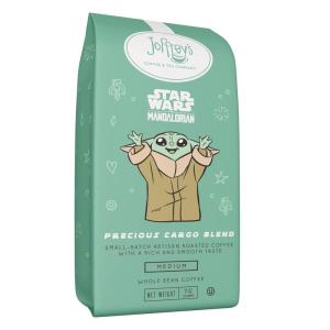 imageJoffreys Coffee  Star Wars The Mandalorian  Precious Cargo Blend Star Wars Licensed Coffee Collection Artisan Medium Roast Rich ampamp Smooth Taste Brew or French Press Ground 11ozThe Mandalorian Grogu Whole Bean
