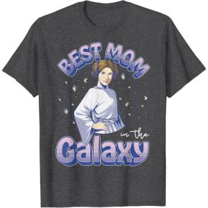 imageStar Wars Mothers Day Best Mom In The Galaxy Princess Leia TShirtDark Heather Grey