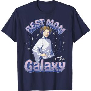 imageStar Wars Mothers Day Best Mom In The Galaxy Princess Leia TShirtNavy Blue